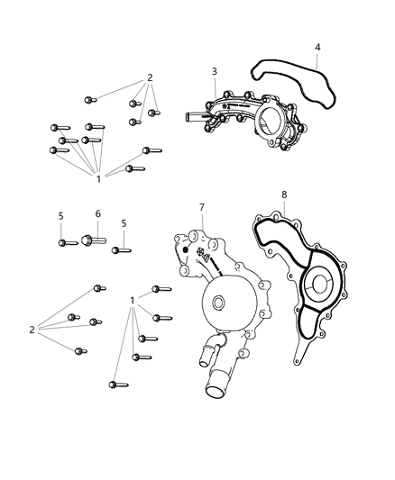 2018 Jeep Wrangler All-new Model Water Pump & Related Parts Diagram 2