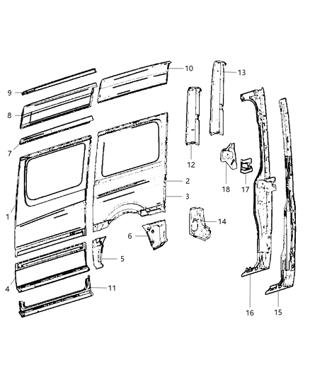 2009 Dodge Sprinter 2500 Side Outer Panel Diagram 6