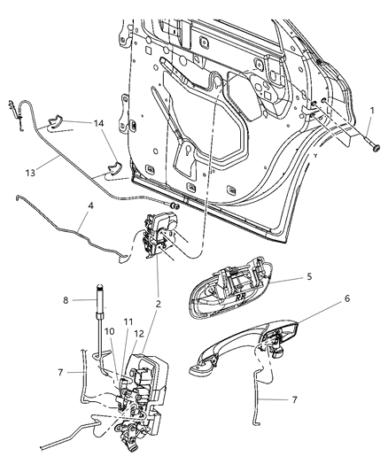 2007 Dodge Charger Handle-Exterior Door Diagram for YS97DA4AE