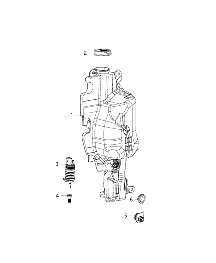 2020 Ram 1500 Classic Reservoir, Windshield Washer Diagram 1