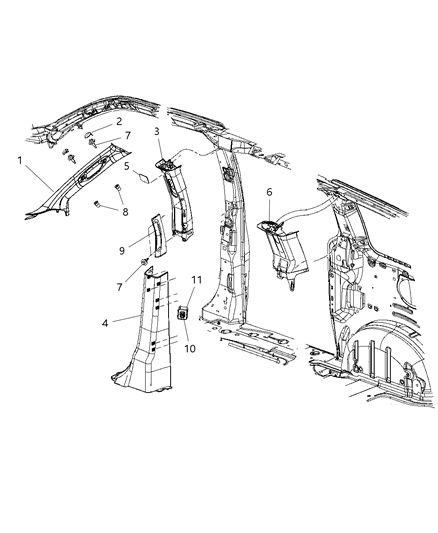 2008 Chrysler Town & Country Panel-B Pillar Lower Trim Diagram for ZR28ES3AA