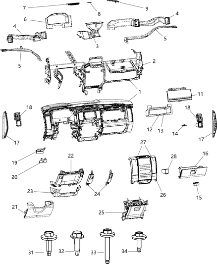 2010 Dodge Ram 3500 Grille-Speaker Diagram for 1NL962D3AA