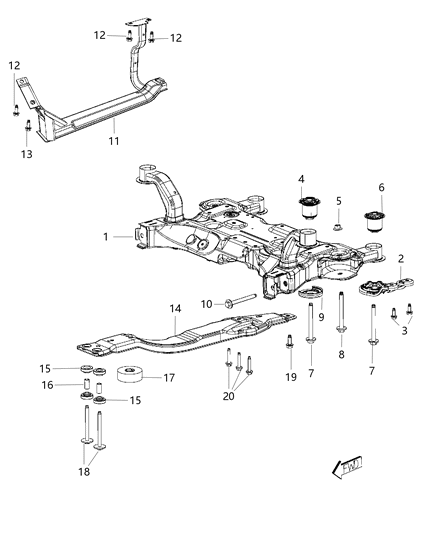 2011 Dodge Journey CROSSMEMBER-Front Suspension Diagram for 5006926AB