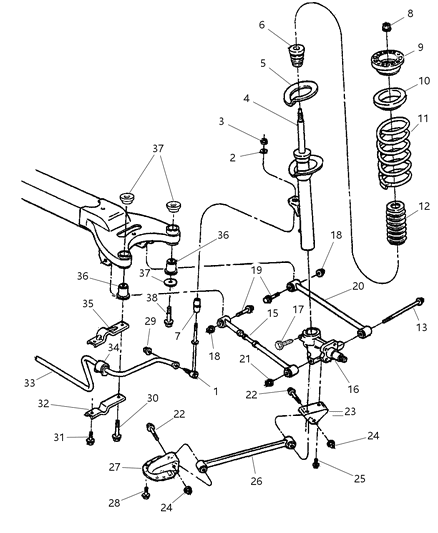 1999 Dodge Intrepid Suspension - Rear Diagram