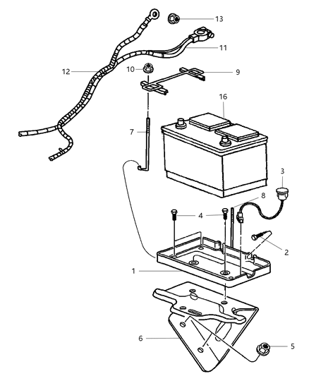 2002 Dodge Ram Van Strap-Battery Diagram for 55345407