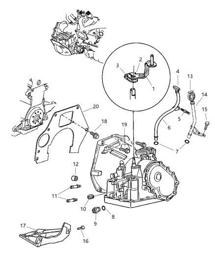 1999 Chrysler Town & Country Transaxle Mounting & Miscellaneous Parts Diagram 1