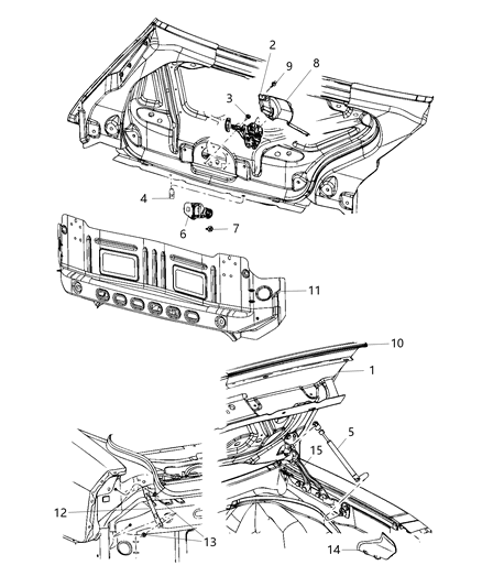 2010 Dodge Challenger Hinge-Hood Diagram for 4589666AB