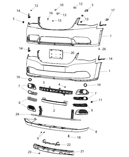 2015 Dodge Grand Caravan Fascia, Front Diagram