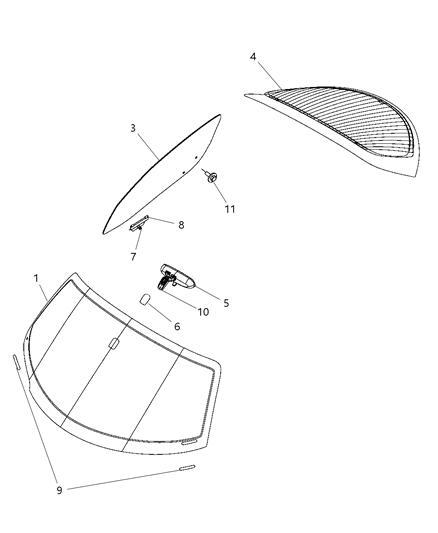 2009 Dodge Viper Windshield-Shipping Assembly - 05 Lite Diagram for 5086542AA