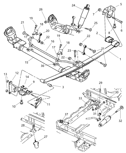 2002 Dodge Grand Caravan Suspension - Rear Diagram 1