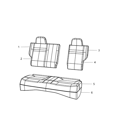 2009 Dodge Caliber Rear Seat Back Cover Diagram for 1LY451KAAA