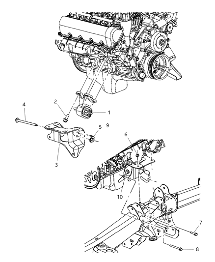 2004 Dodge Durango Engine Mounting, Front Diagram 1