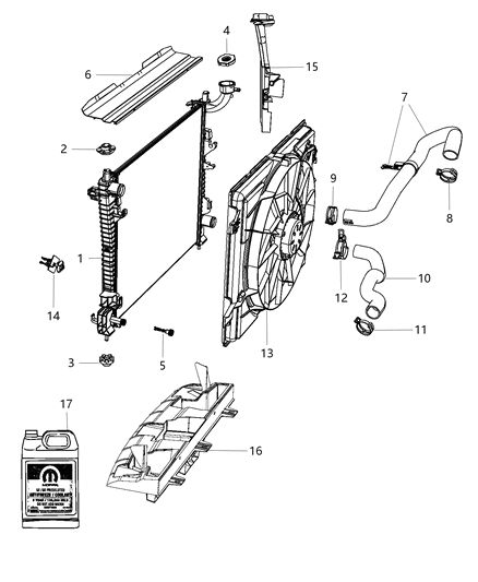 2012 Jeep Grand Cherokee Engine Cooling Radiator Diagram for 2AMR3200AA