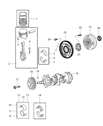 2007 Dodge Nitro Bearing Kit-CRANKSHAFT Diagram for 68002265AA