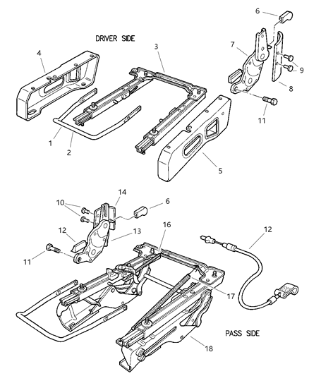 1998 Jeep Wrangler Seat Assemblies, Adjusters, Recliners Diagram