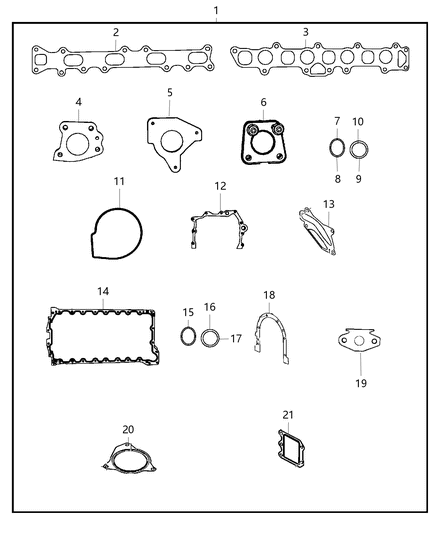 2018 Jeep Wrangler JK (Previous-generation) Engine Gasket / Install Kits Diagram 1