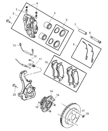 2006 Dodge Ram 1500 Sleeve-Brake CALIPER Diagram for 5166550AA