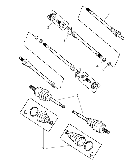 1997 Jeep Grand Cherokee Shafts, Front Axle Diagram