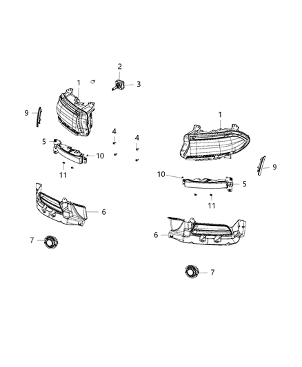 2015 Dodge Charger Passenger Headlight Halogen Diagram for 68214396AB