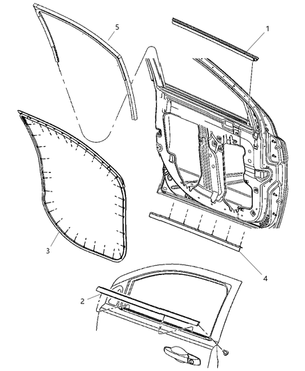 2008 Dodge Caliber WEATHERSTRIP-Front Door Mounted Diagram for 5074262AD