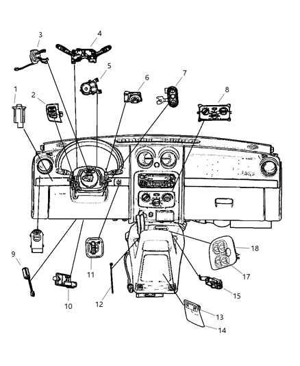 2004 Jeep Liberty Bezel-Power Window Switch Diagram for 5JQ92XDVAA