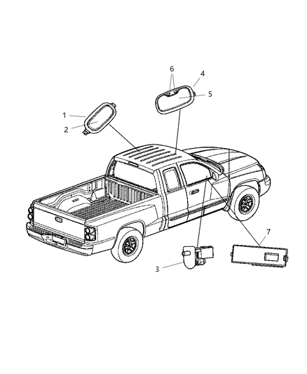 2006 Dodge Dakota Lamps - Dome-Courtesy-Reading Diagram