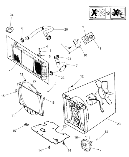 1999 Jeep Cherokee Radiator & Related Parts Diagram 3