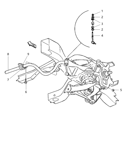 2003 Dodge Durango Stabilizer Bar - Front Diagram