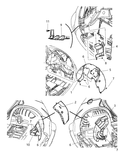 2010 Chrysler PT Cruiser Shield-Splash Diagram for 4724716AB