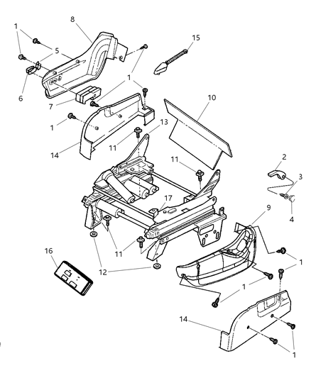 2006 Dodge Caravan Front Seat - Attaching Parts Diagram 2