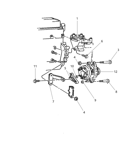 1997 Dodge Dakota Alternator & Mounting Diagram 1