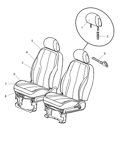 2008 Chrysler PT Cruiser Front Seats - Bucket Diagram 3