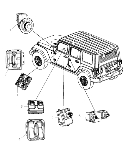 2011 Jeep Wrangler Switches Doors Decklid & Liftgate Diagram