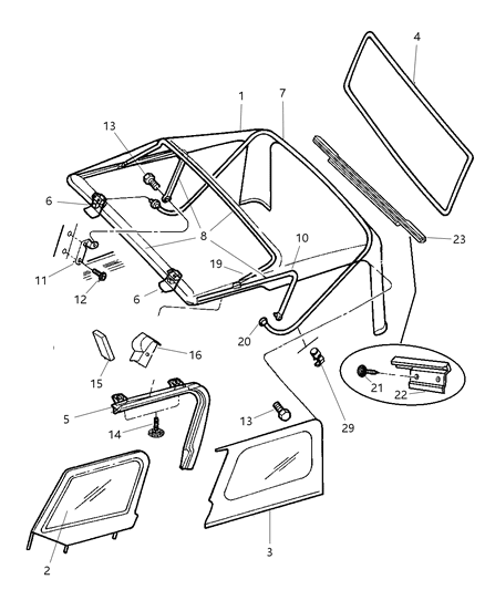 2005 Jeep Wrangler Pivot-Rear Diagram for 55176064AC