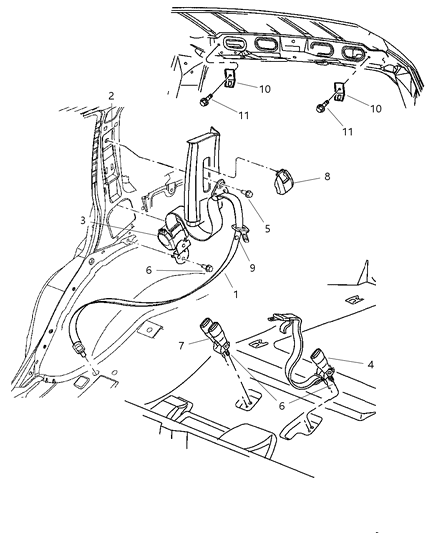 2002 Jeep Grand Cherokee Rear Outer Seat Belt Diagram for 5GY05XT5AC