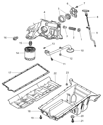 2004 Dodge Ram 3500 PLUNGER-Oil Pressure Relief Valve Diagram for 5037045AB