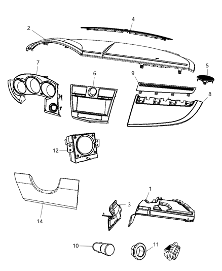 2010 Chrysler Sebring Instrument Panel Trim Diagram