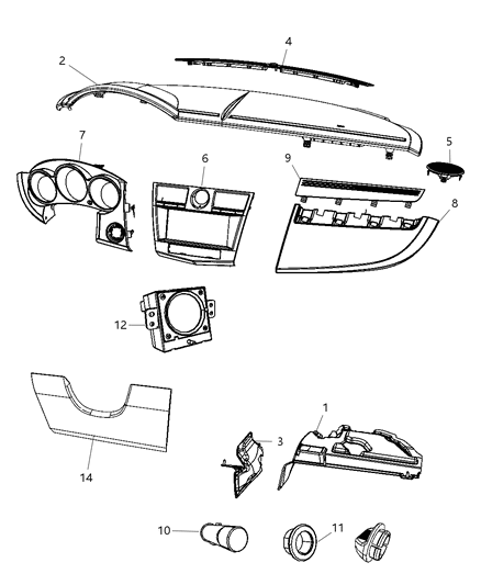 2010 Chrysler Sebring Bezel-Instrument Panel Diagram for 1FH89DK5AB