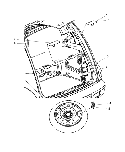 2005 Chrysler PT Cruiser Label-Exhaust Gas Warning Diagram for 53015960AA