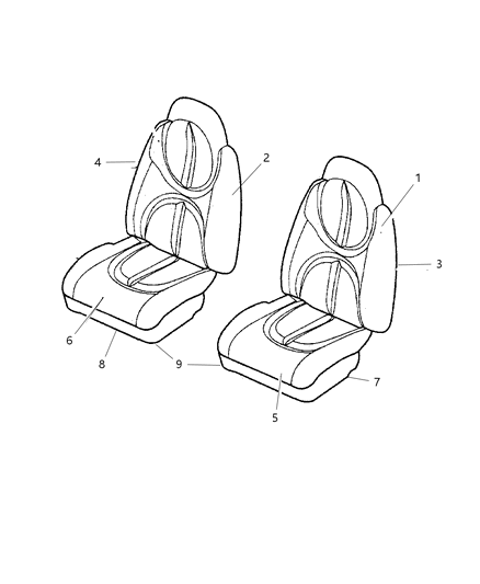 2003 Dodge Durango Seat Cushion Passenger Foam Diagram for 5093732AA