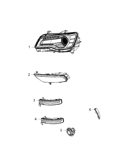 2019 Chrysler 300 Lamps, Turn Signal, Fog & Side Marker Diagram