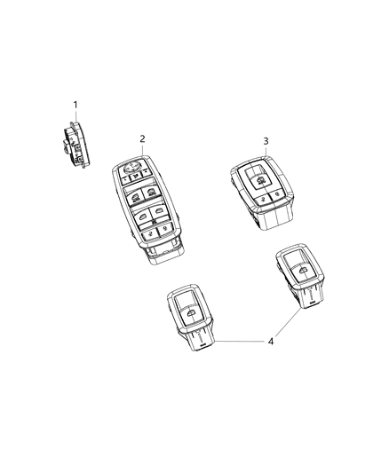 2019 Ram 1500 New Style Switches - Door Diagram
