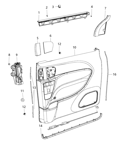 2020 Chrysler Voyager Sliding Door Trim Diagram for 5RP632D2AF