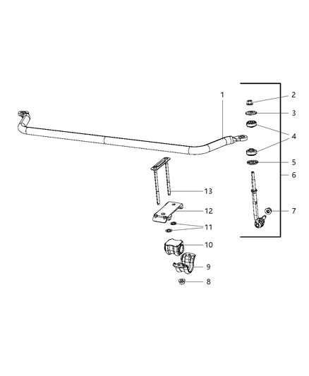 2008 Dodge Durango Stabilizer Bar, Front Diagram