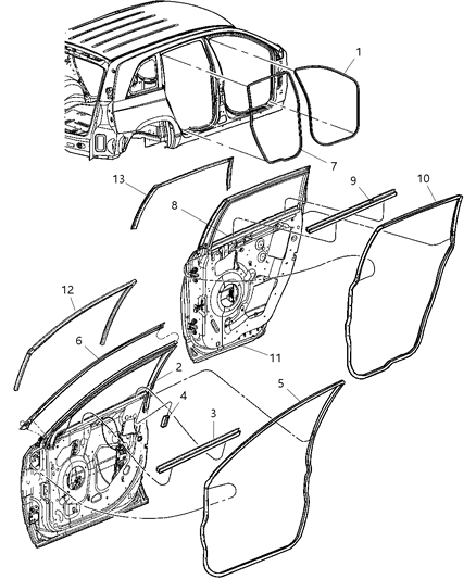 2005 Chrysler Pacifica Weatherstrips & Seals Diagram