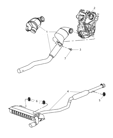 2011 Dodge Caliber Exhaust Muffler And Tailpipe Diagram for 5147047AA