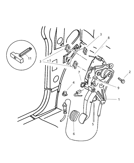 1997 Chrysler Town & Country Lever - Parking Brake Diagram