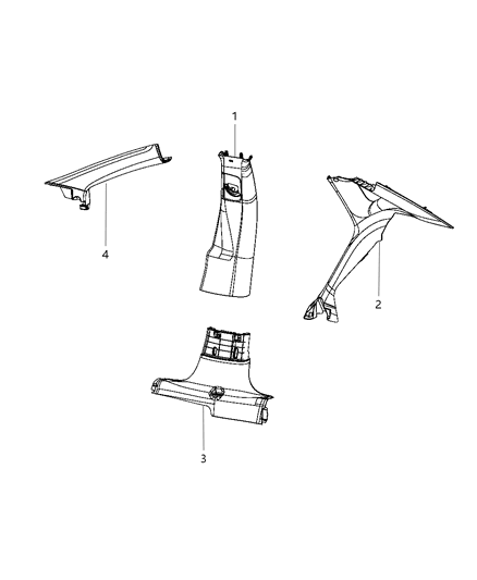 2012 Dodge Dart Panel-B Pillar Upper Trim Diagram for 1SW45LA8AC