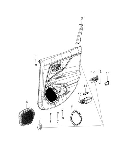 2019 Jeep Renegade Door Trim Panel Diagram for 5UW90U00AA