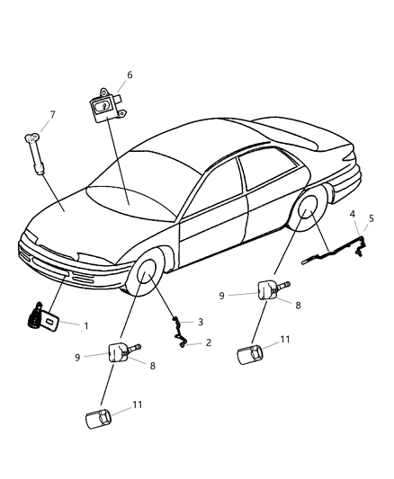 2002 Dodge Intrepid Sensors - Body Diagram